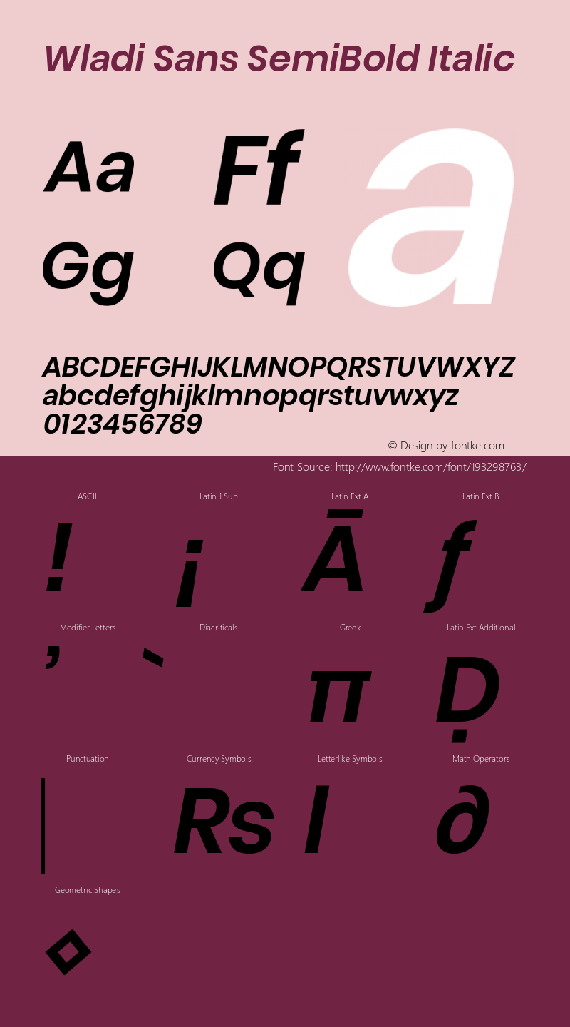 Wladi Sans SemiBold Italic Version 3.01;December 23, 2021;FontCreator 12.0.0.2563 64-bit; ttfautohint (v1.8.3.10-c5d8)图片样张