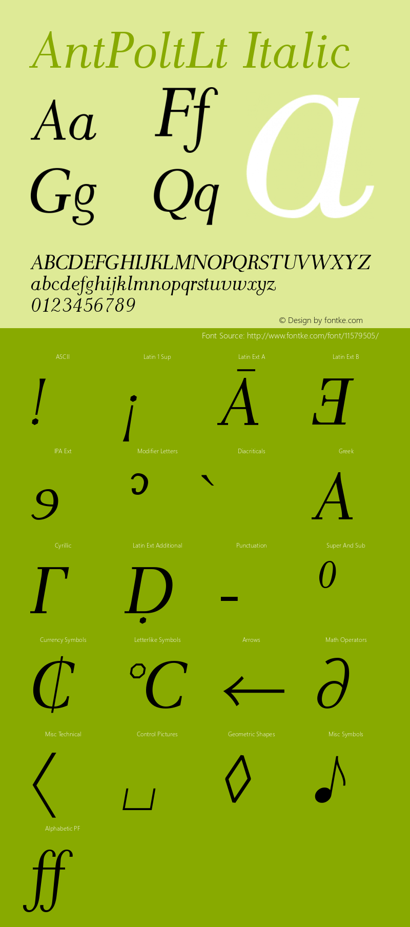 AntPoltLt Italic Version 1.101图片样张