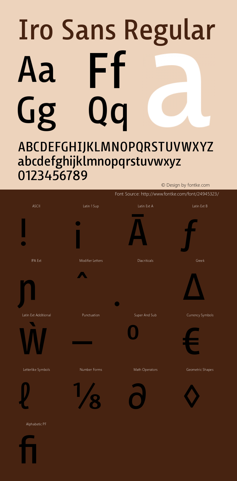 Iro Sans Regular Version 1.001;PS 001.001;hotconv 1.0.88;makeotf.lib2.5.64775图片样张