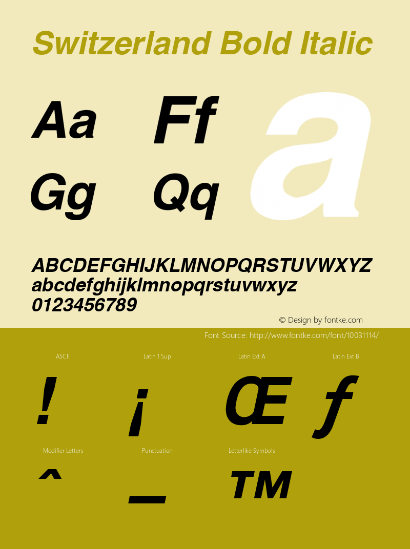 Switzerland Bold Italic v1.00图片样张