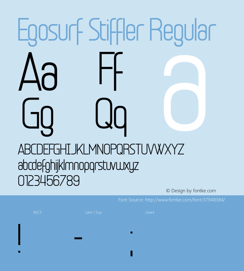 Egosurf Stiffler Version 1.00;September 7, 2019;FontCreator 11.5.0.2430 64-bit图片样张