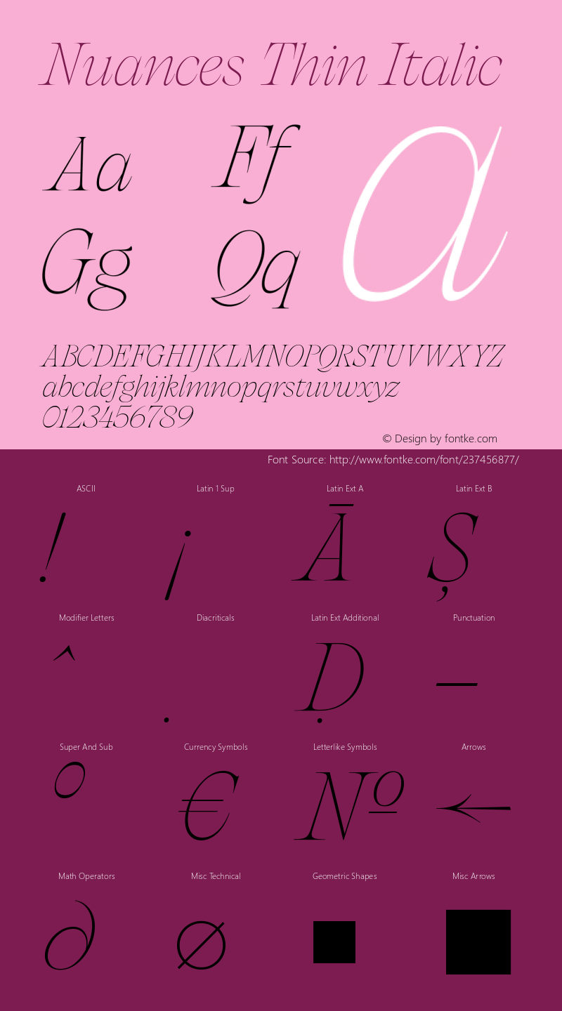 Nuances Thin Italic Version 1.001图片样张