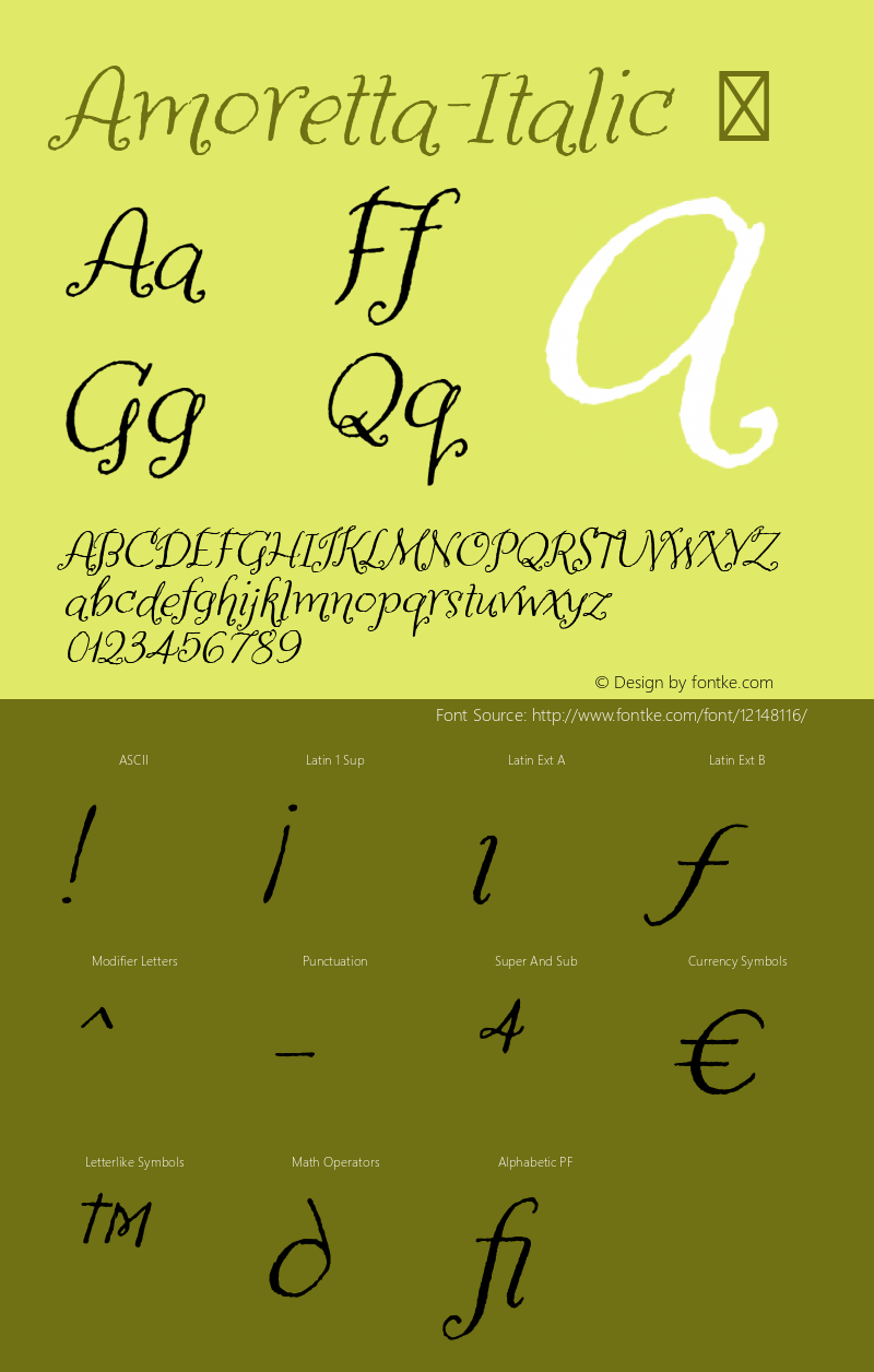 Amoretta-Italic ☞ Version 1.000;PS 001.000;hotconv 1.0.70;makeotf.lib2.5.58329;com.myfonts.easy.tart-workshop.amoretta.italic.wfkit2.version.4jJt图片样张