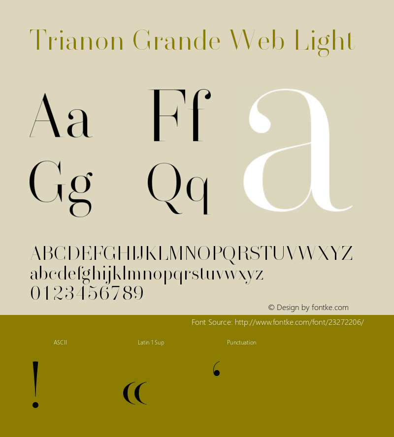 Trianon Grande Light Regular Version 1.001;PS 1.1;hotconv 1.0.72;makeotf.lib2.5.5900图片样张