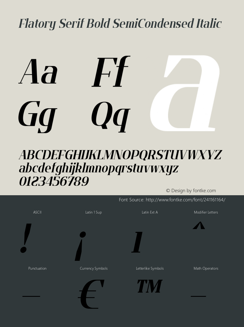 Flatory Serif Bold SemiCondensed Italic Version 1.00图片样张