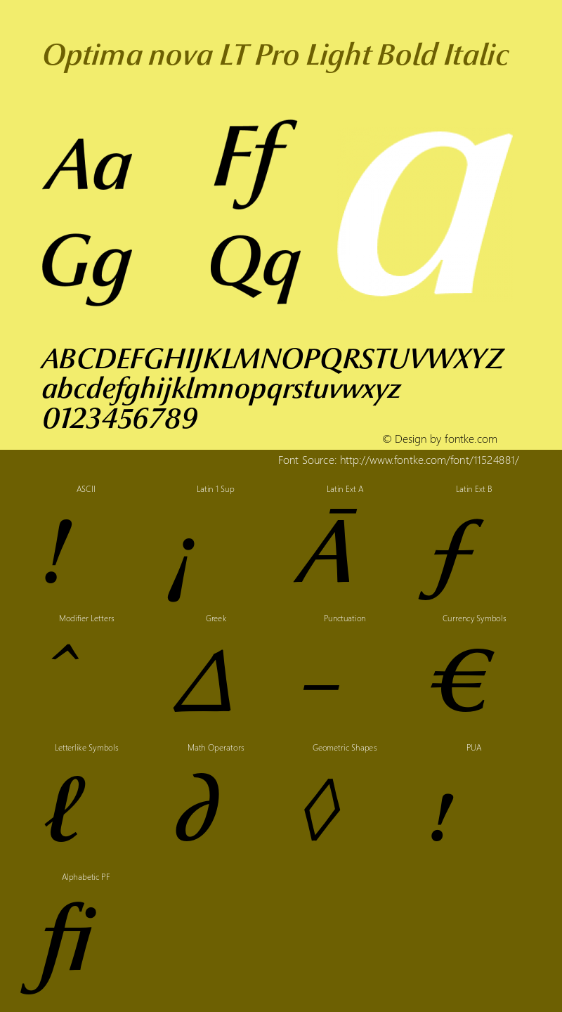 Optima nova LT Pro Light Bold Italic Version 1.200;PS 001.002;hotconv 1.0.38图片样张