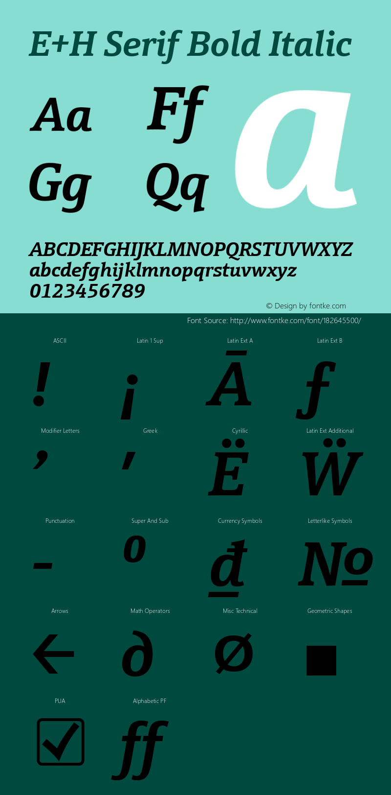 E+H Serif Bold Italic Version 3.00图片样张