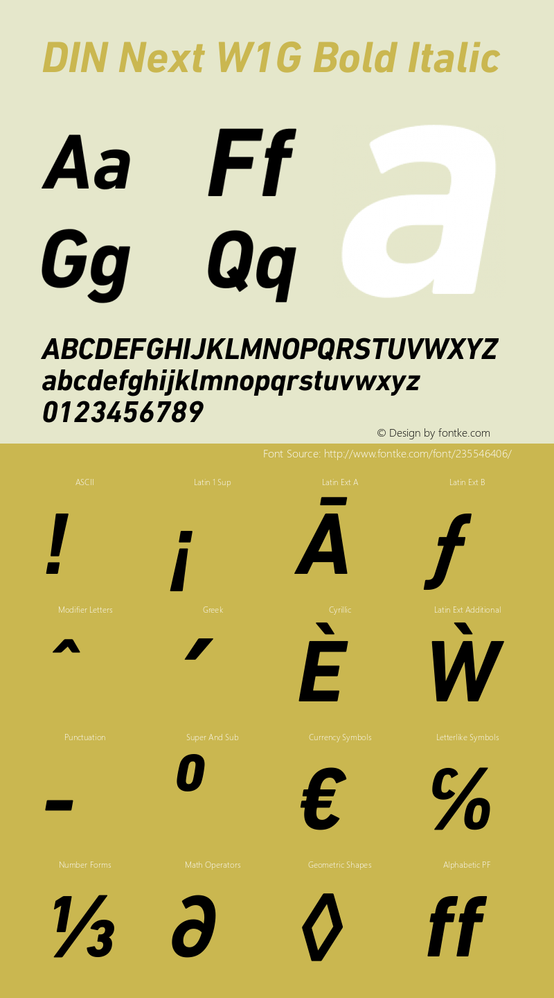 DIN Next W1G Bold Italic Version 1.40图片样张