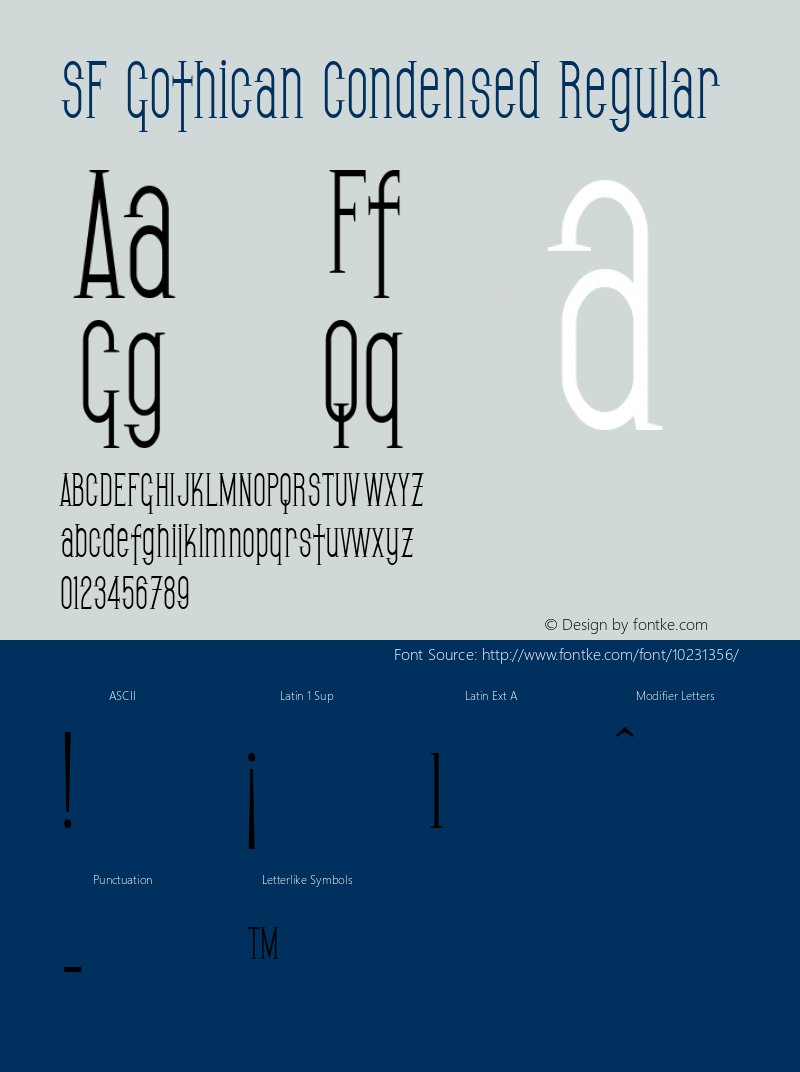 SF Gothican Condensed Regular v2.0 - Freeware图片样张