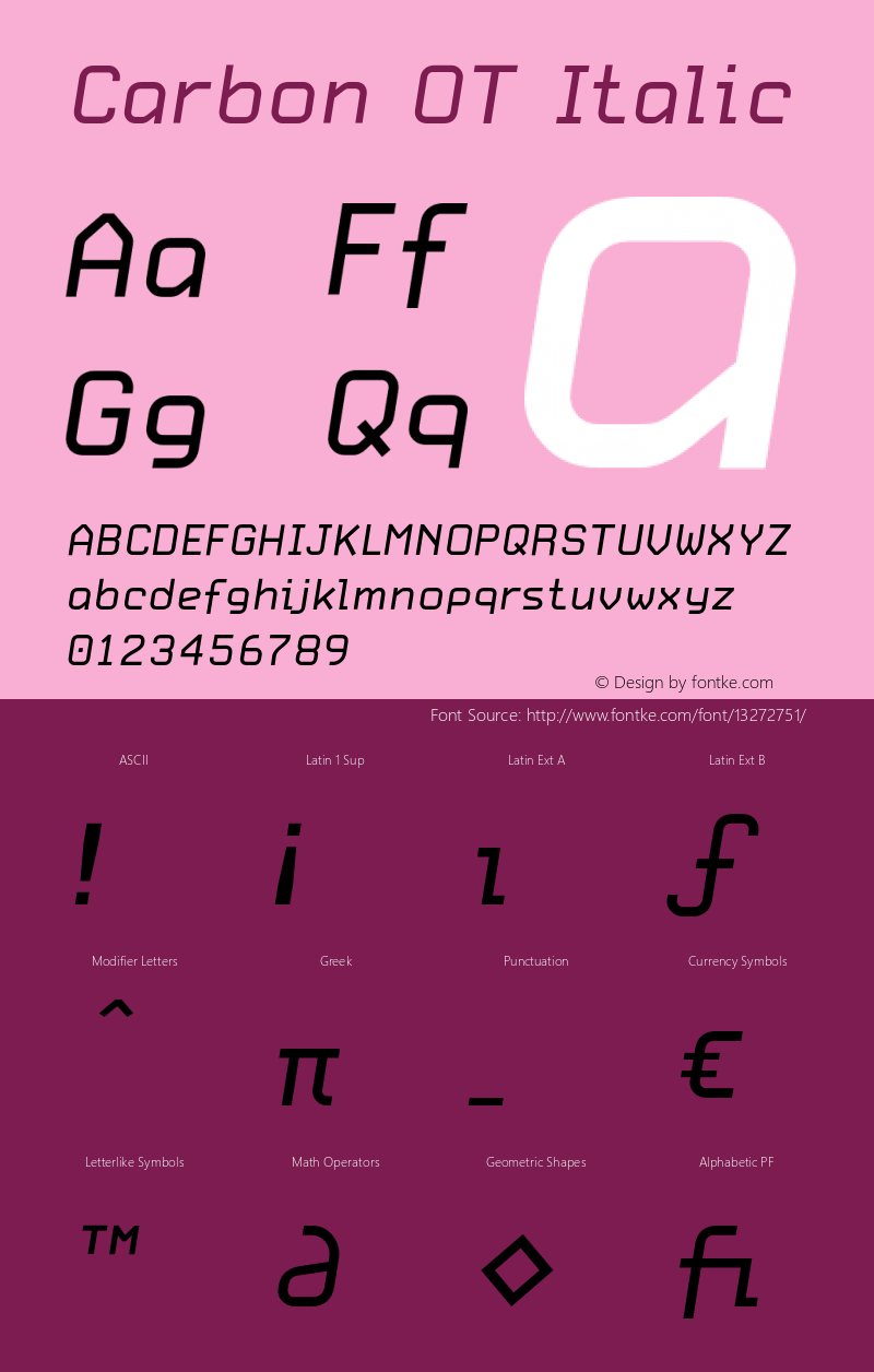 Carbon OT Italic Version 1.100 2003图片样张