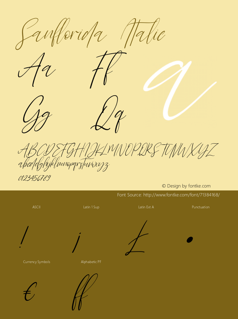 Sanflorida Italic Version 1.00;August 3, 2020;FontCreator 12.0.0.2563 64-bit图片样张