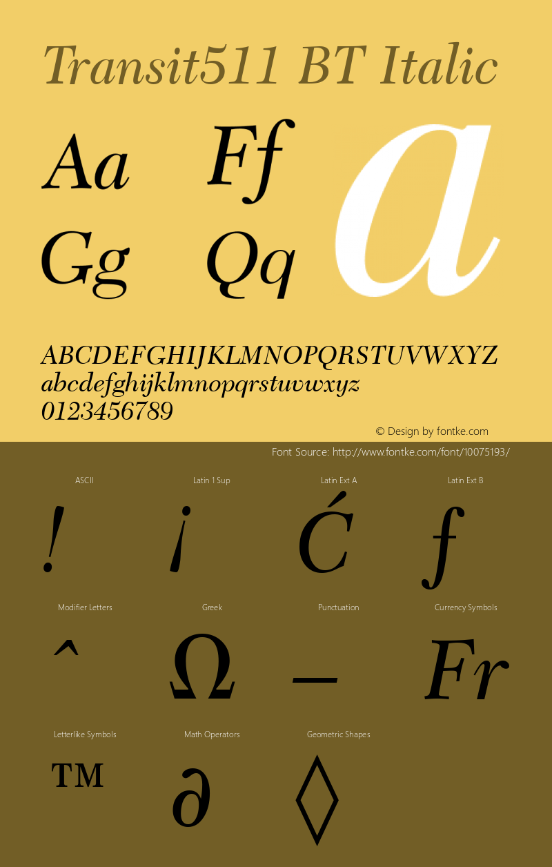 Transit511 BT Italic mfgpctt-v4.4 Dec 14 1998图片样张