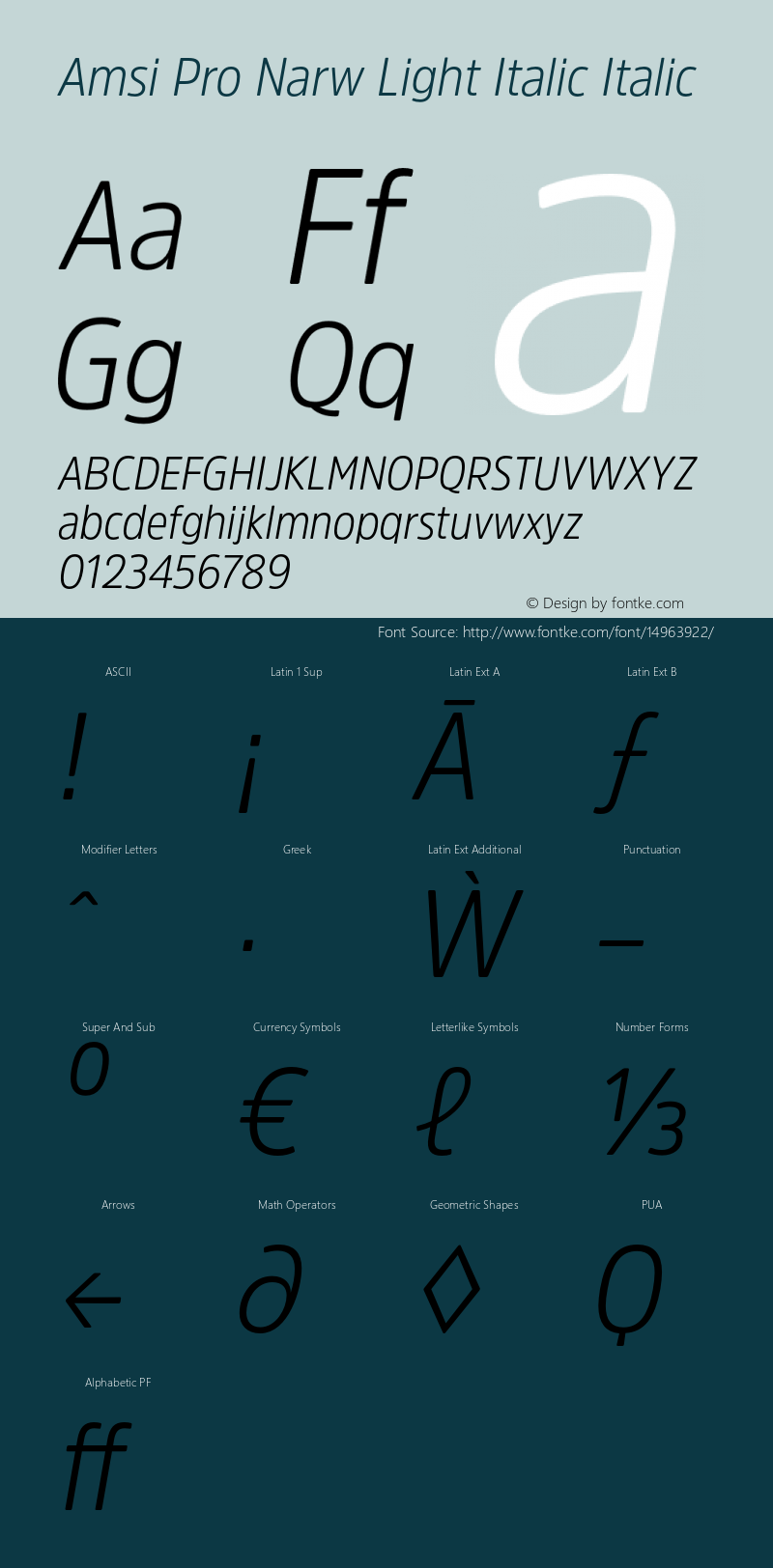 Amsi Pro Narw Light Italic Italic Version 1.40图片样张