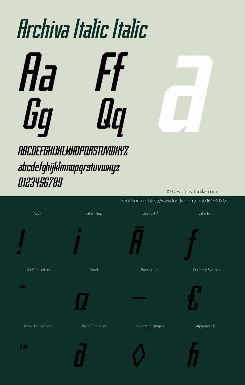 Archiva Italic Italic 1.000图片样张