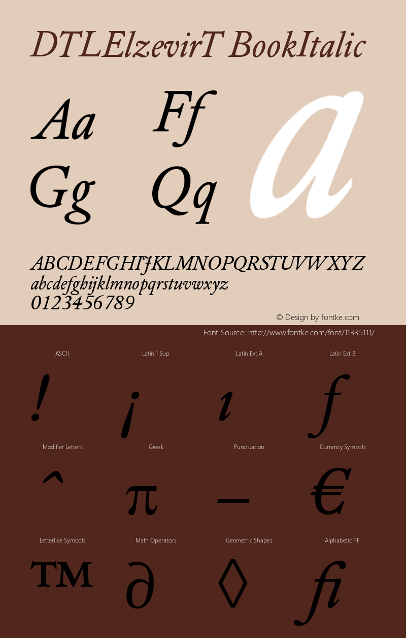 DTLElzevirT BookItalic Version 001.000图片样张