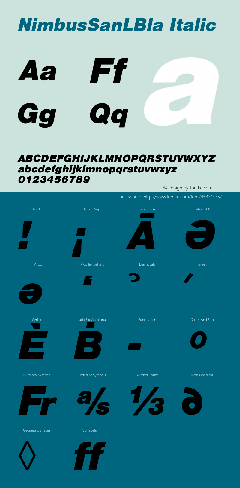 NimbusSanLBla Italic Version 1.00图片样张
