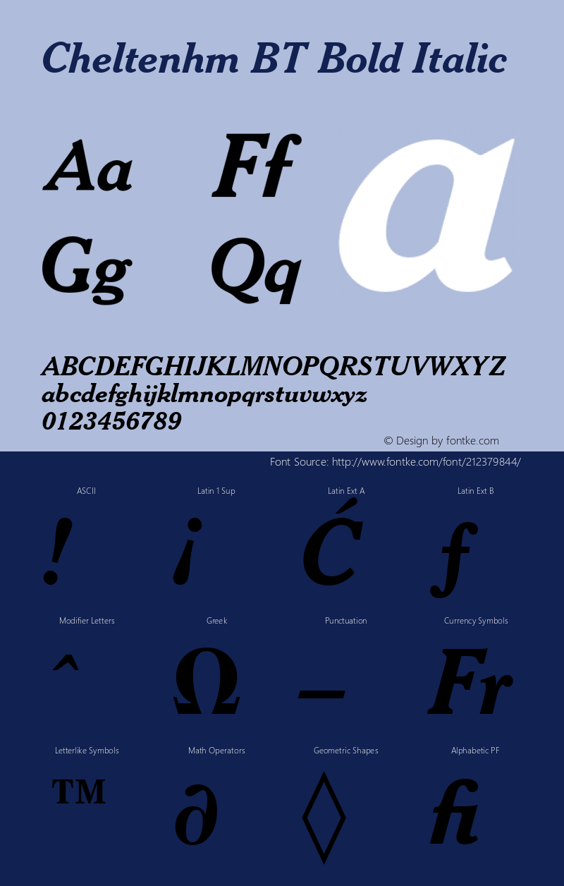 Cheltenhm BT Bold Italic Version 1.01 emb4-OT图片样张