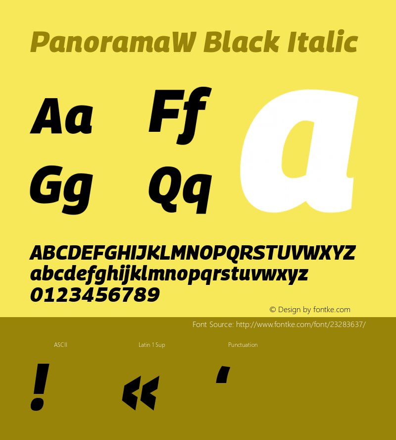 PanoramaW Black Italic Version 1.001;PS 1.1;hotconv 1.0.72;makeotf.lib2.5.5900; ttfautohint (v0.92) -l 8 -r 50 -G 200 -x 14 -w 