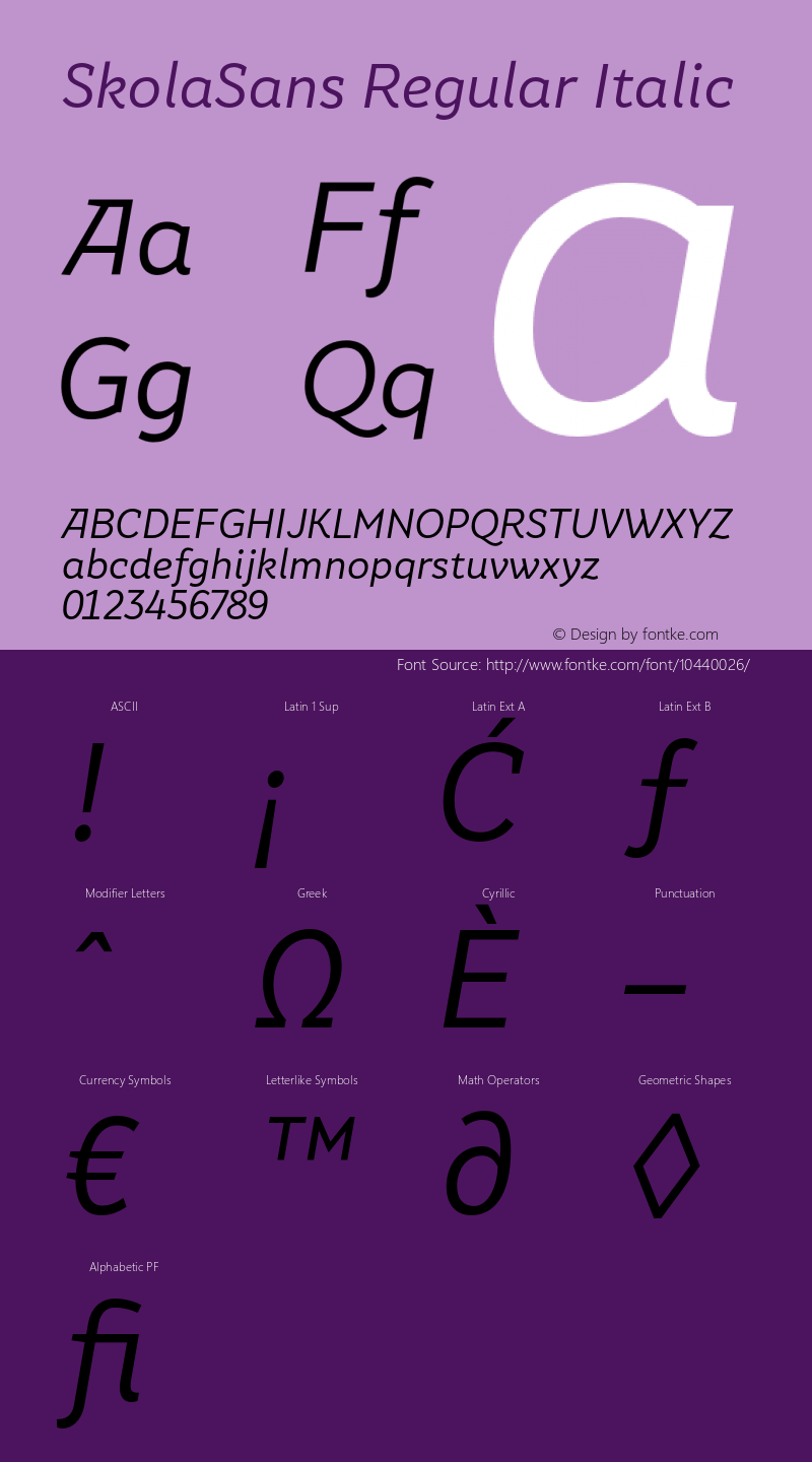 SkolaSans Regular Italic Version 1.000图片样张