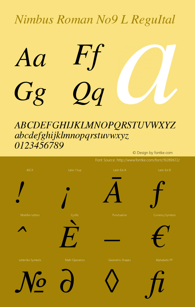 Nimbus Roman No9 L Regular Italic Version 1.06图片样张
