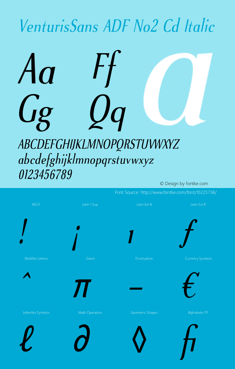 VenturisSans ADF No2 Cd Italic Version 1.001;PS 1.003;Core 1.0.38;makeotf.lib1.6.5960图片样张