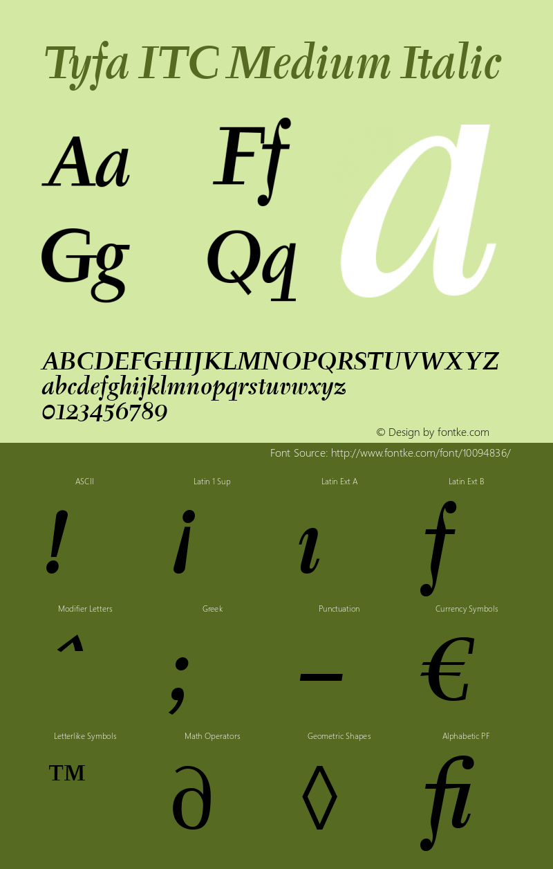 Tyfa ITC Medium Italic Version 2.0图片样张