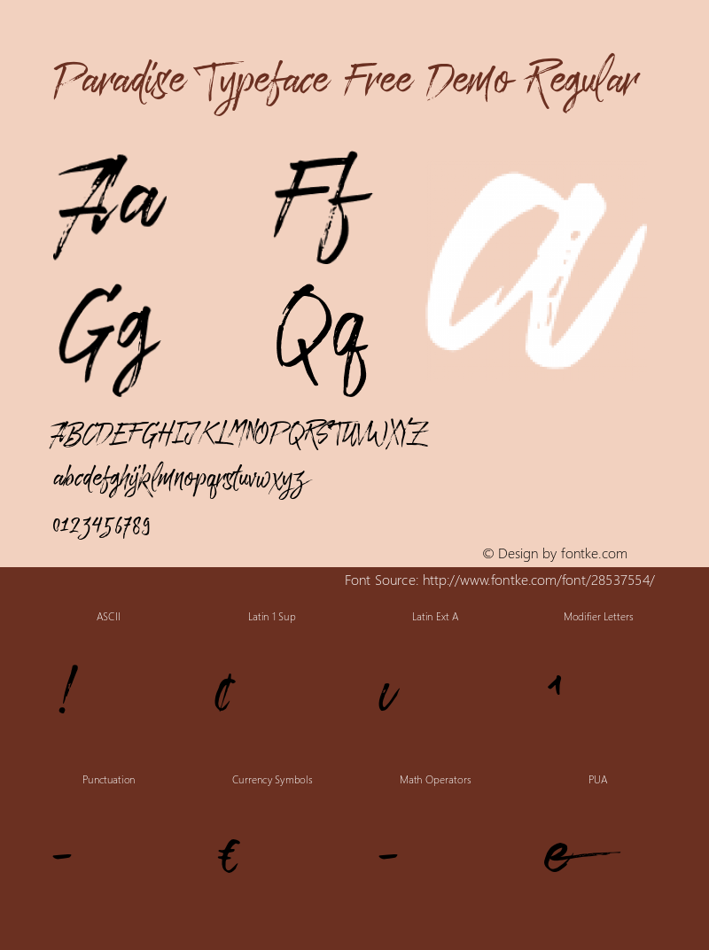 Paradise Typeface Free Demo Regular Version 1.000图片样张