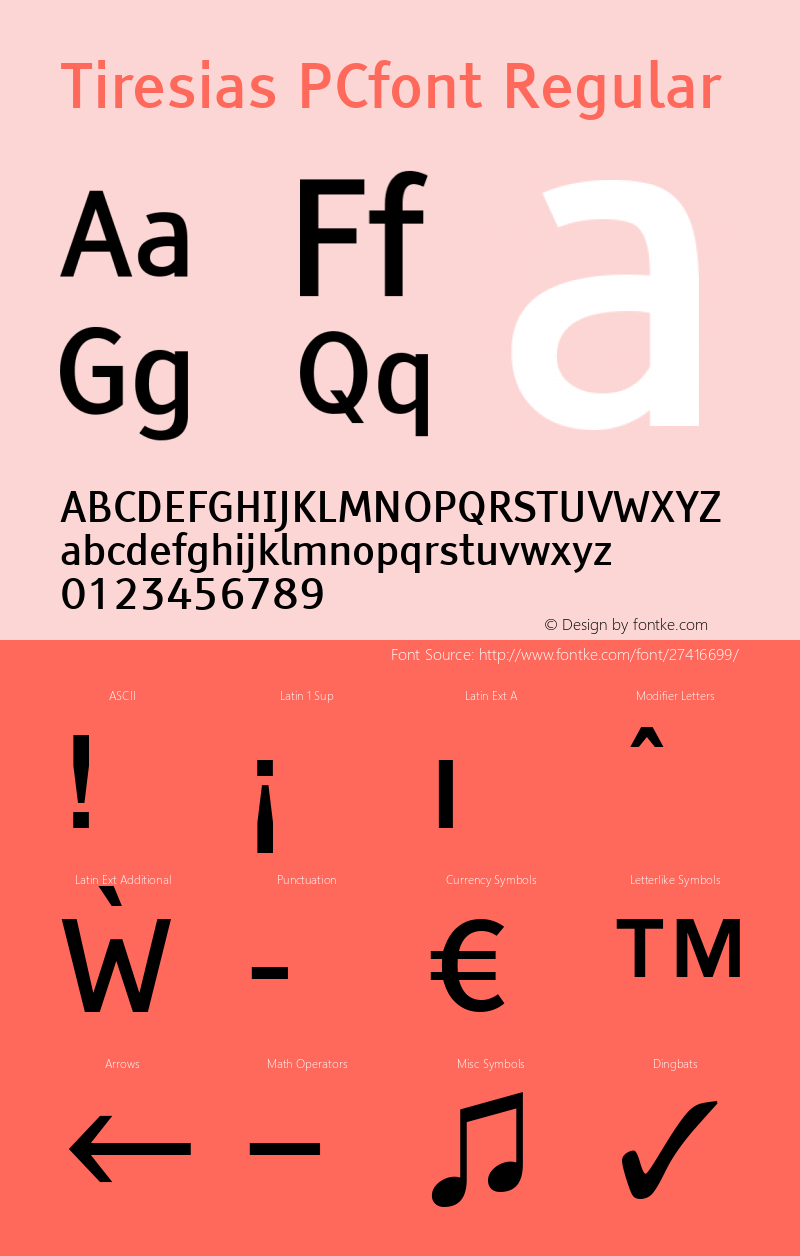 Tiresias PCfont Version 1.0; 2000; initial release图片样张