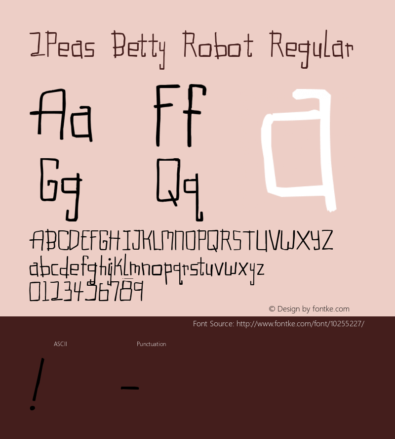 2Peas Betty Robot Regular Macromedia Fontographer 4.1 9/29/2005图片样张