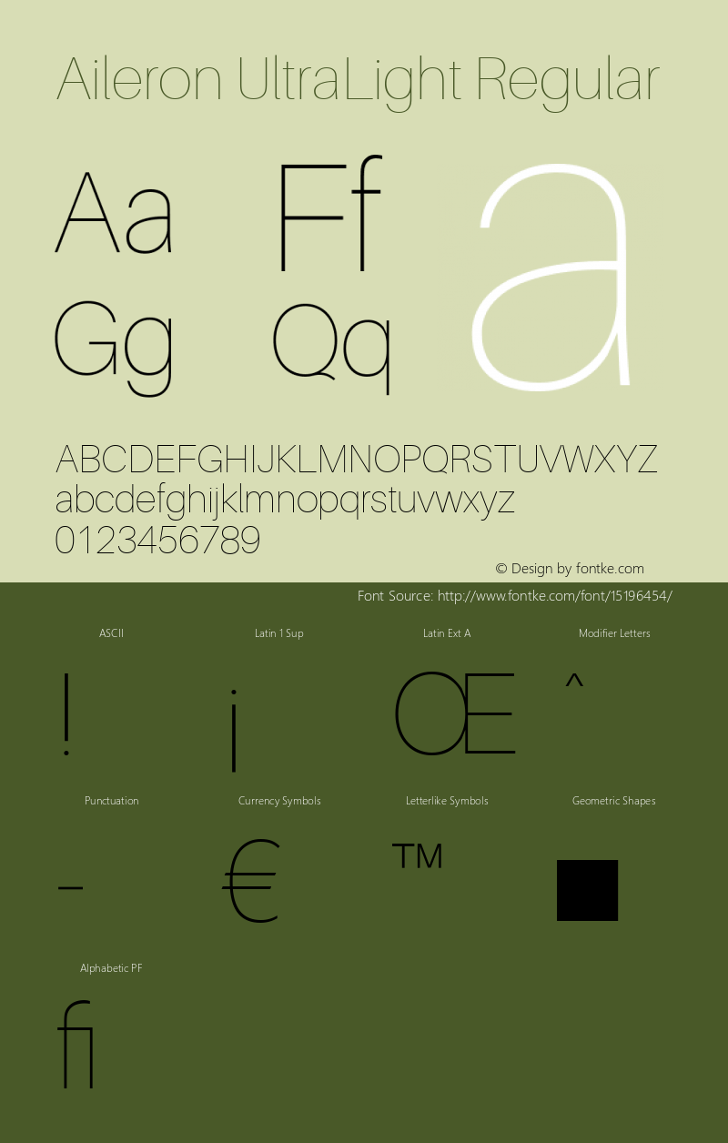 Aileron UltraLight Regular Version 1.000;PS 001.000;hotconv 1.0.70;makeotf.lib2.5.58329图片样张