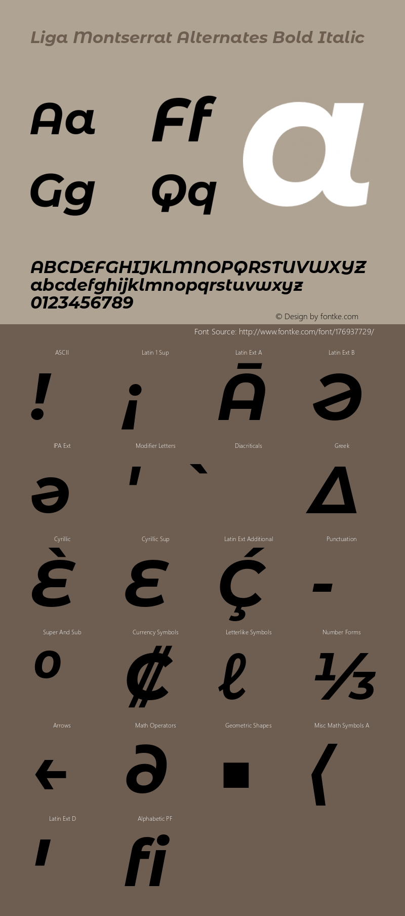 Liga Montserrat Alternates BoldItalic Version 7.222;hotconv 1.0.109;makeotfexe 2.5.65596图片样张