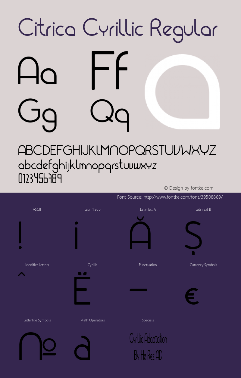 Citrica Cyrillic Version 1.002 February 24, 2017图片样张