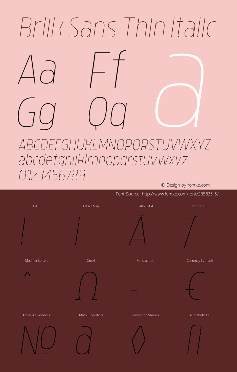 Brilk Sans Thin Italic Version 1.000;YWFTv17图片样张