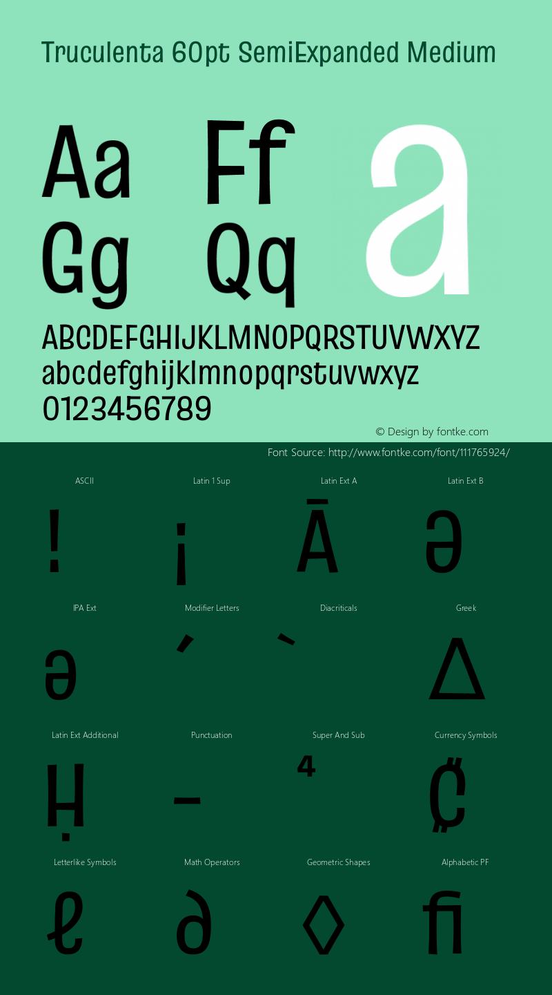 Truculenta 60pt SemiExpanded Medium Version 1.002图片样张