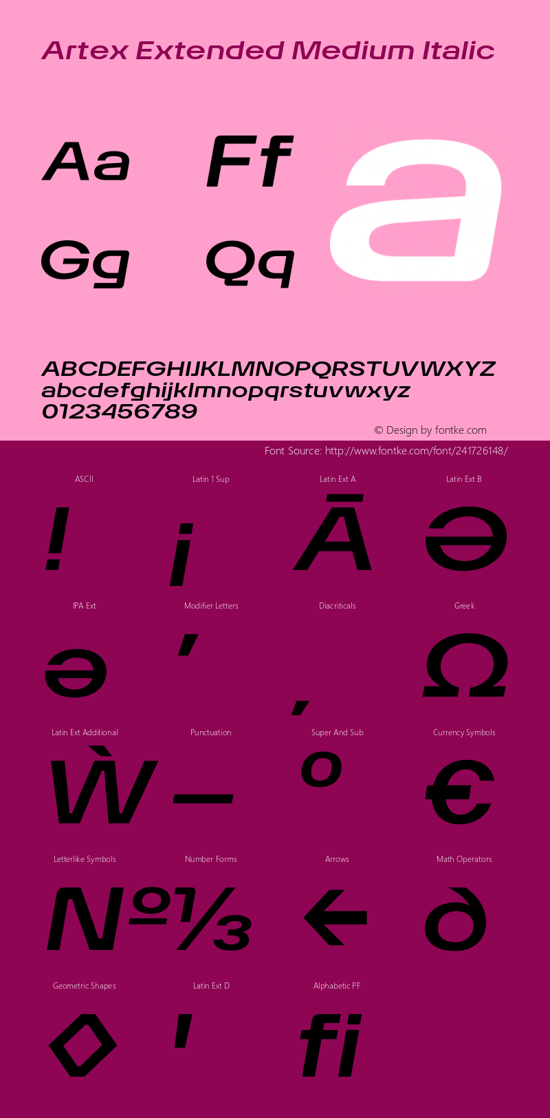 Artex Extended Medium Italic Version 1.005图片样张