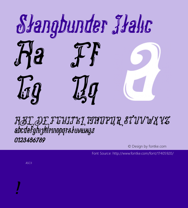 Stangbunder Italic Version 1.000;PS 001.001;hotconv 1.0.56图片样张