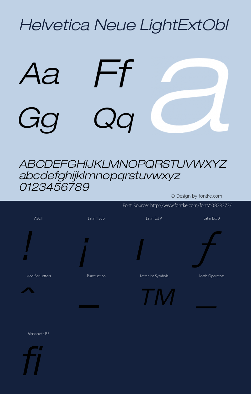 Helvetica Neue LightExtObl Version 001.000图片样张