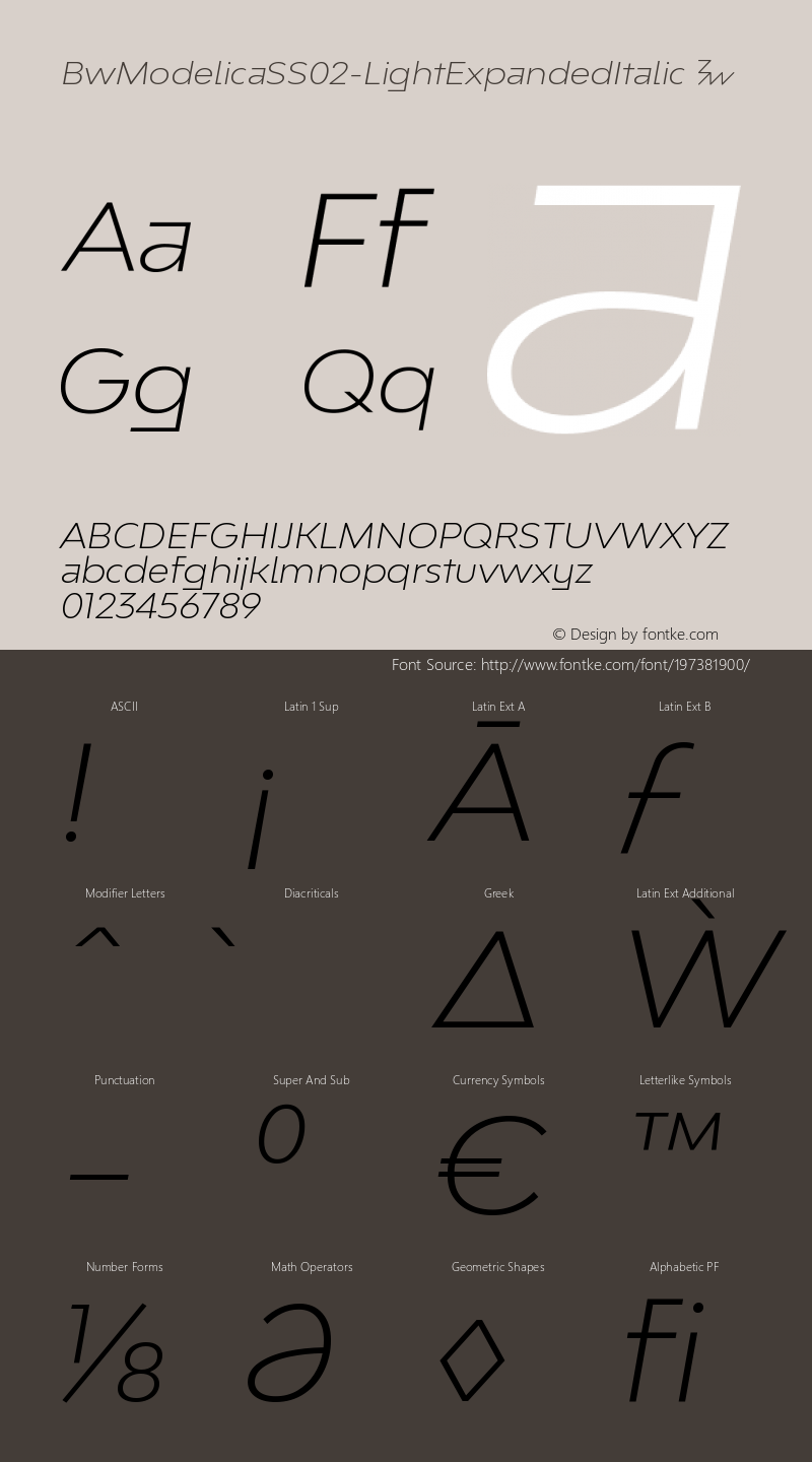 ☞Bw Modelica SS02 Light Expanded Italic Version 2.000; ttfautohint (v1.5);com.myfonts.easy.branding-with-type.bw-modelica-expanded.ss02-light-expanded-italic.wfkit2.version.4FWA图片样张