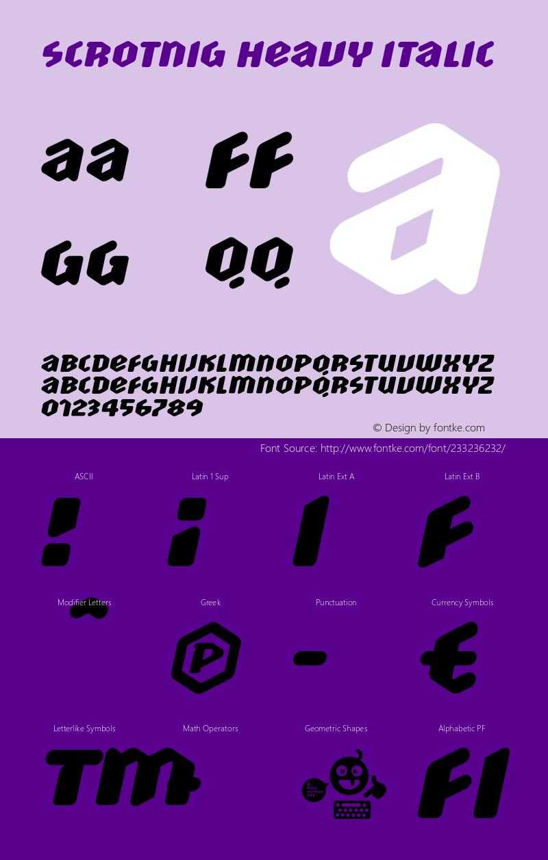 Scrotnig-HeavyItalic Version 2.000图片样张