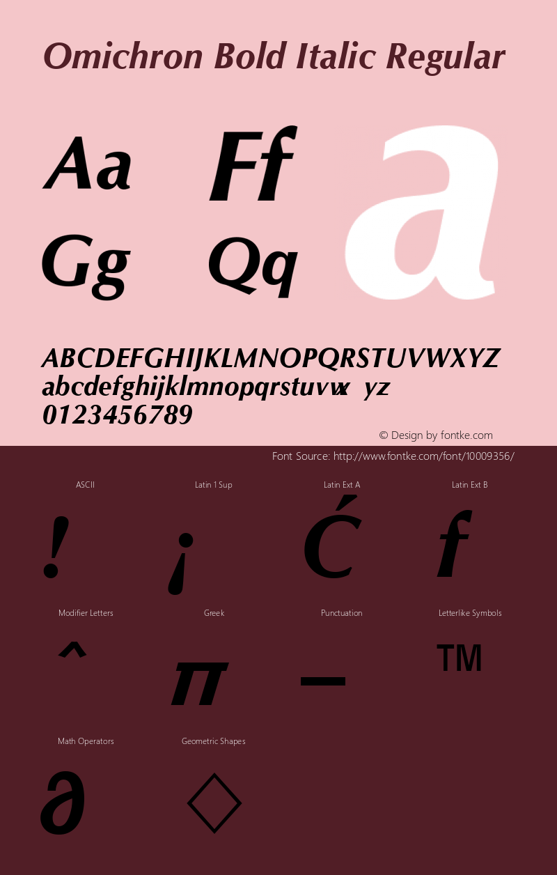 Omichron Bold Italic Regular Unknown图片样张