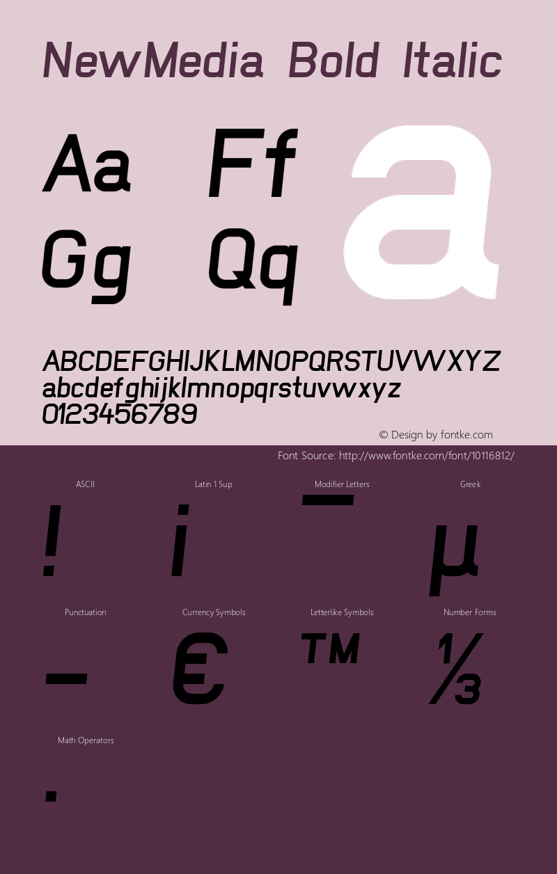 NewMedia Bold Italic Version 1.02图片样张