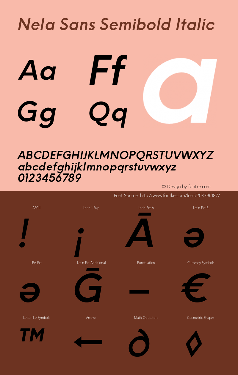 Nela Sans Semibold Italic Version 1.000;FEAKit 1.0图片样张