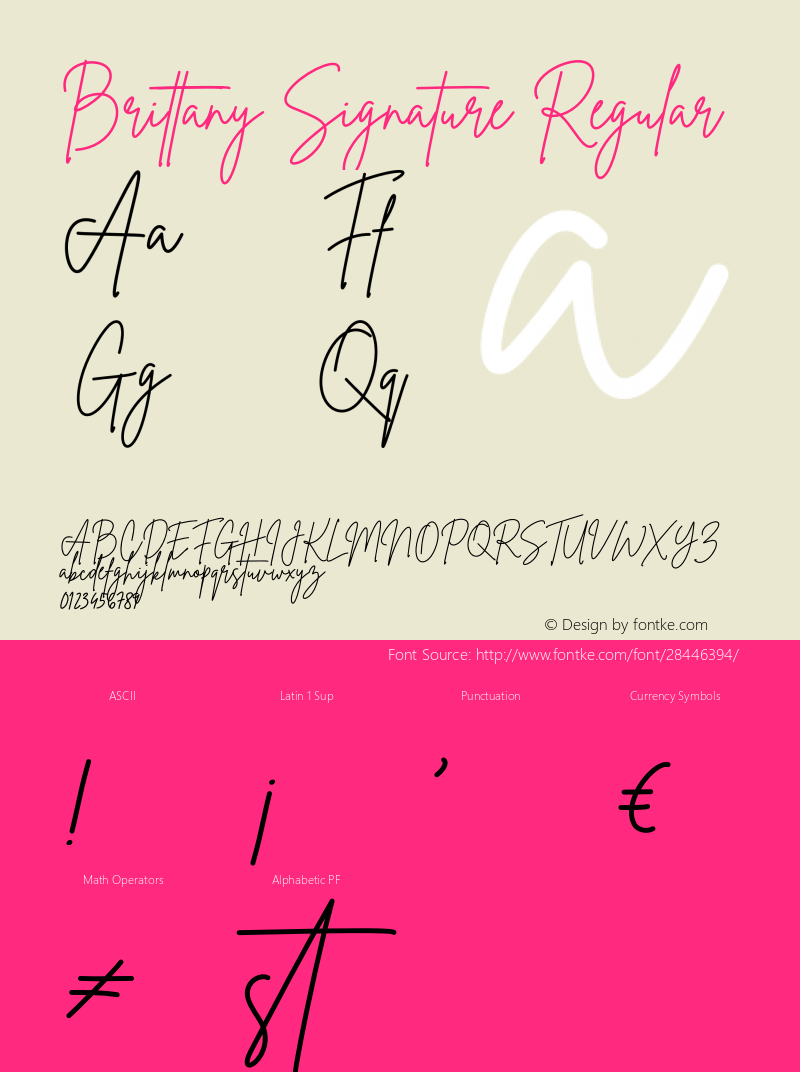 Brittany Signature Version 1.003;Fontself Maker 3.1.1图片样张