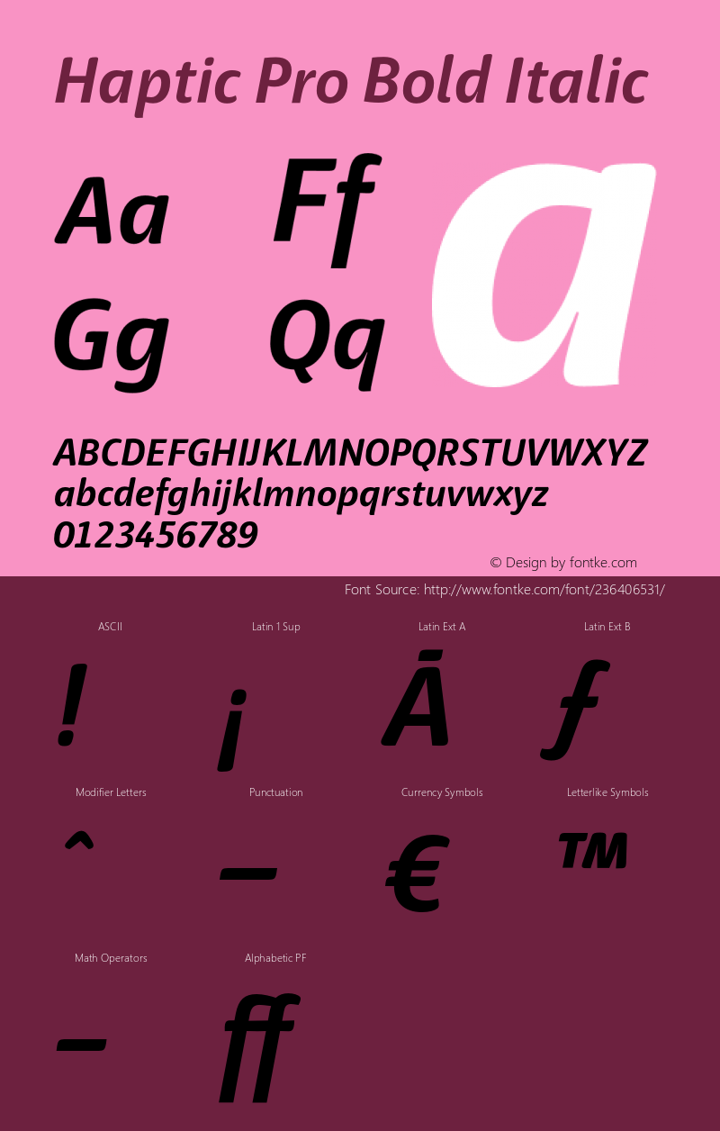 Haptic Pro Bold Italic Version 1.000;Glyphs 3.1.1 (3138)图片样张