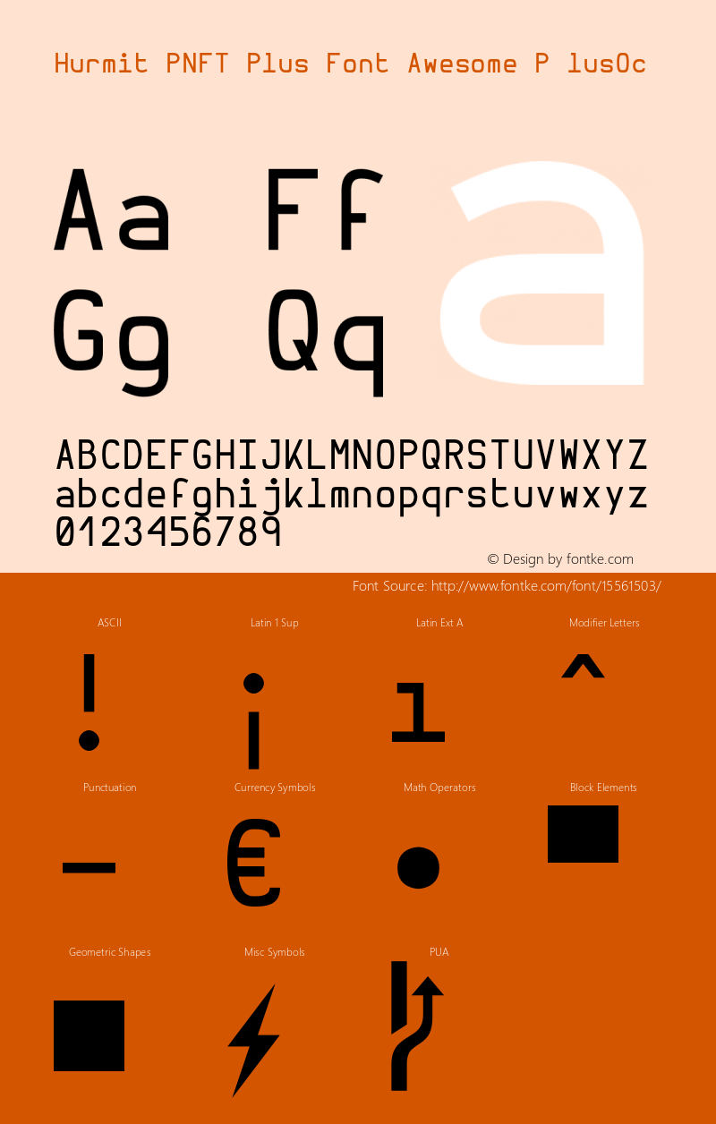 Hurmit PNFT Plus Font Awesome P lusOc Version 1.21;Nerd Fonts 0.4.图片样张