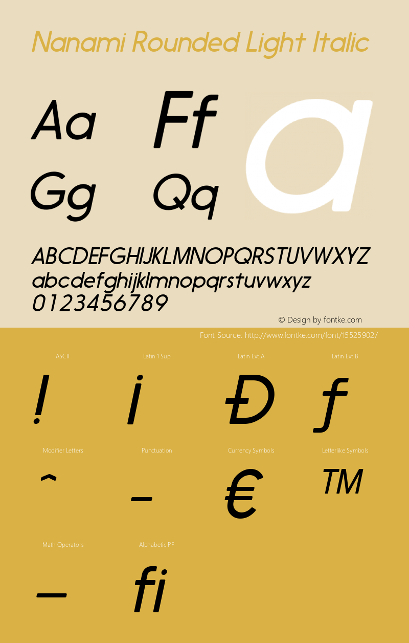 Nanami Rounded Light Italic Version 1.003图片样张