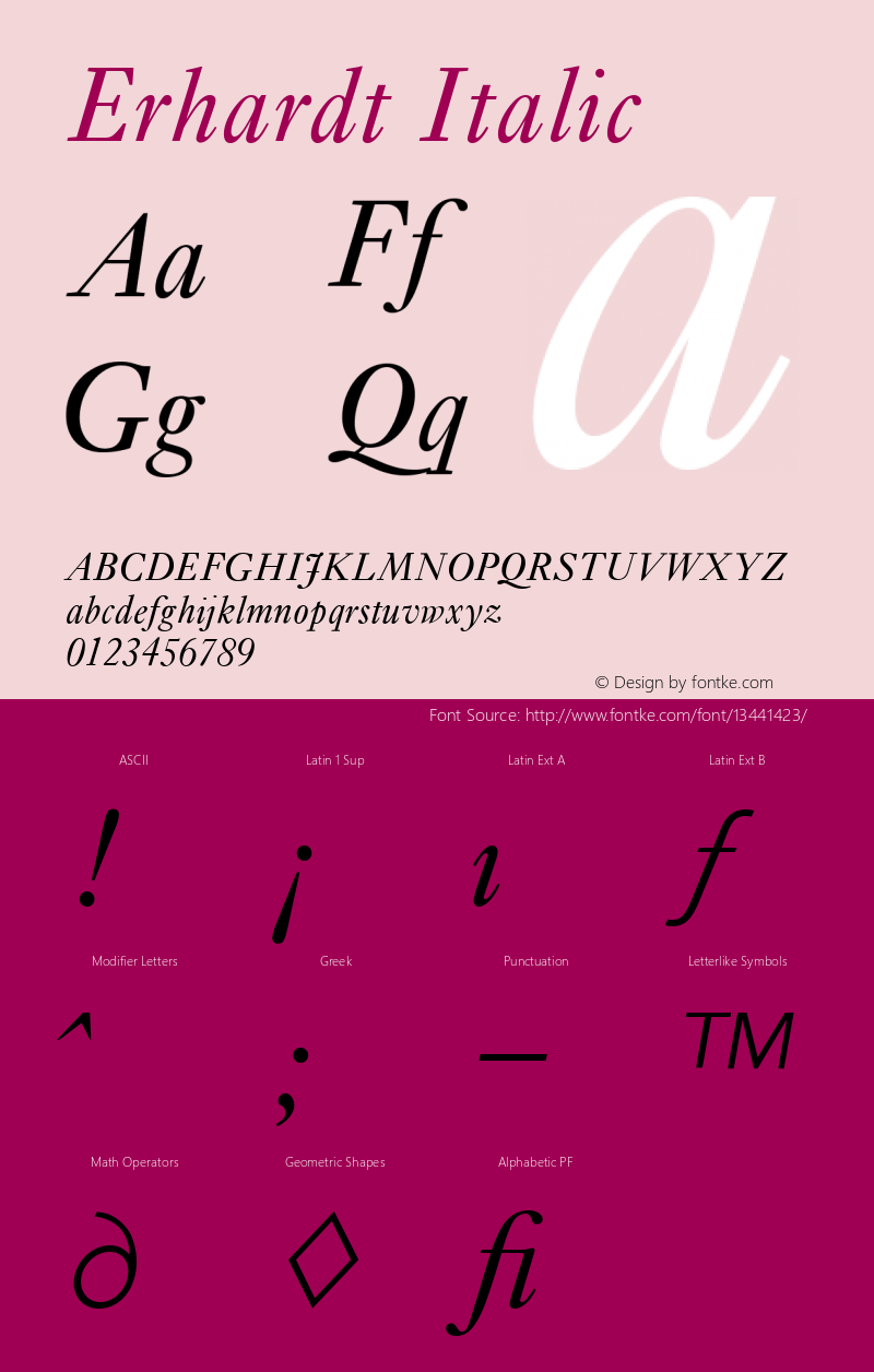 Erhardt Italic Version 4.0图片样张