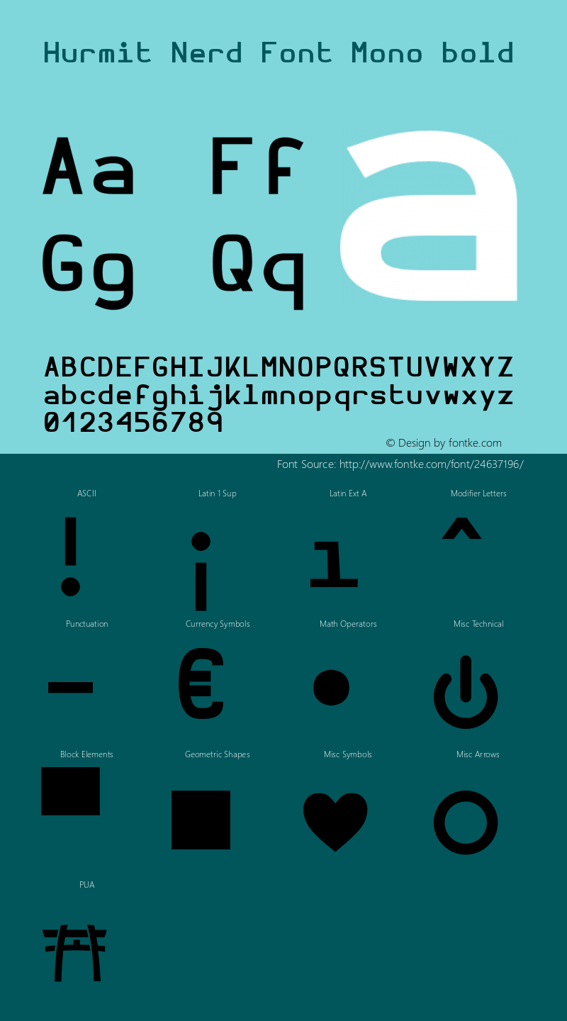 Hurmit Bold Nerd Font Complete Mono Version 1.21;Nerd Fonts 1.2.图片样张