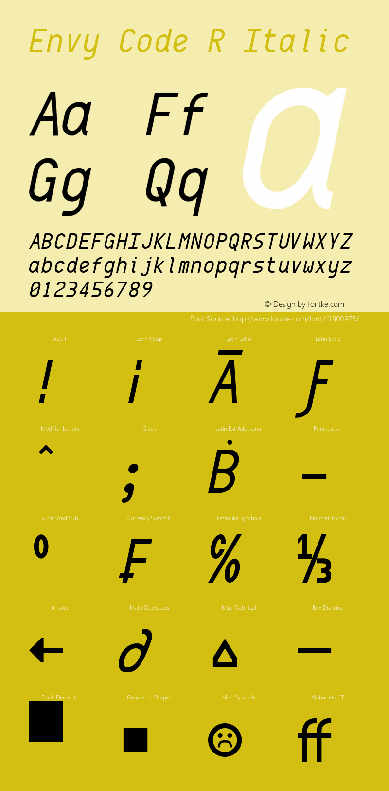 Envy Code R Italic Version 0.079图片样张