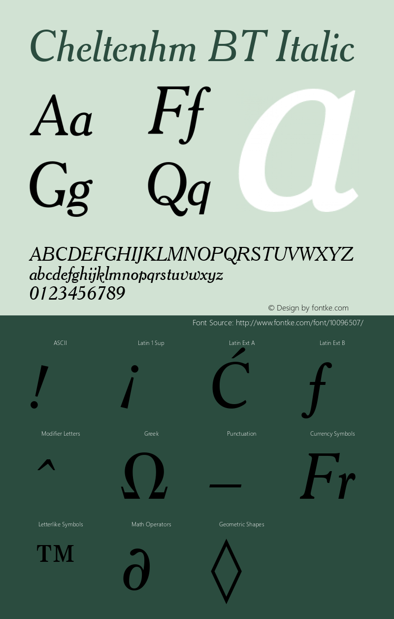 Cheltenhm BT Italic Version 2.001 mfgpctt 4.4图片样张